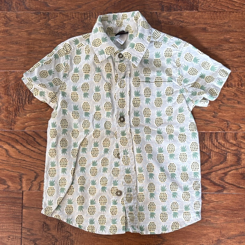 Tea Collection Pineapple Print Button Down Shirt